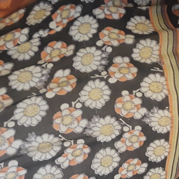 Angie boho gorgeous floral semi-sheer stripe tunic top tie back bell sleeve sz S - Picture 12 of 17